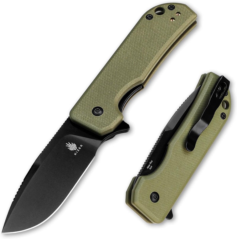KIZER Nice Guy Folding Knife, 2.84" Nitro V Blade, Lightweight Camping and Hiking Knife, G10 Handle, Liner Lock Flipper V3011A1 - Image 1